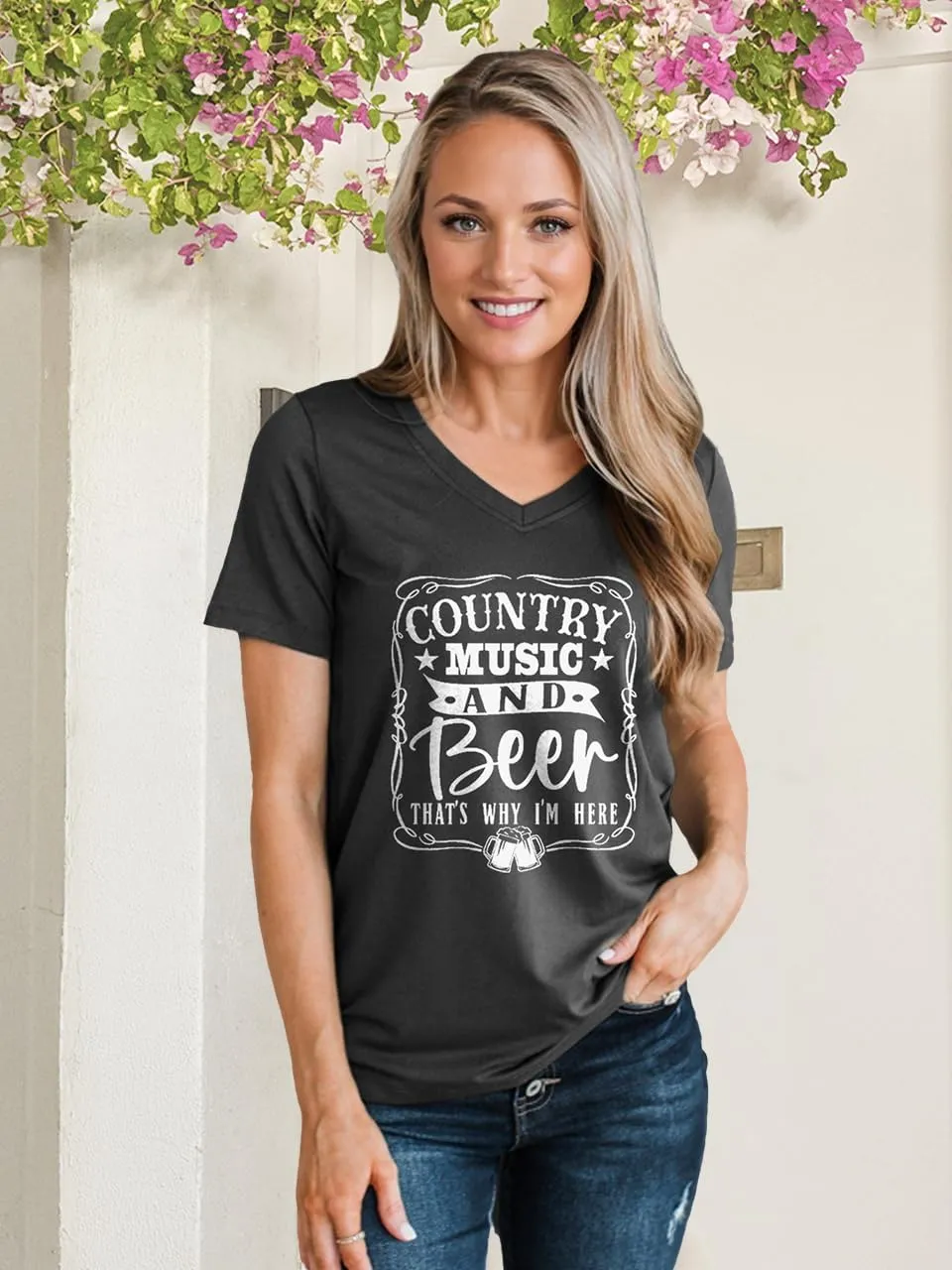 Women V Neck Sunflower Graphic Shirt Cute Dandelion Teen Girls Tee Tops Short Sleeve Cowgirls Casual T Shirts