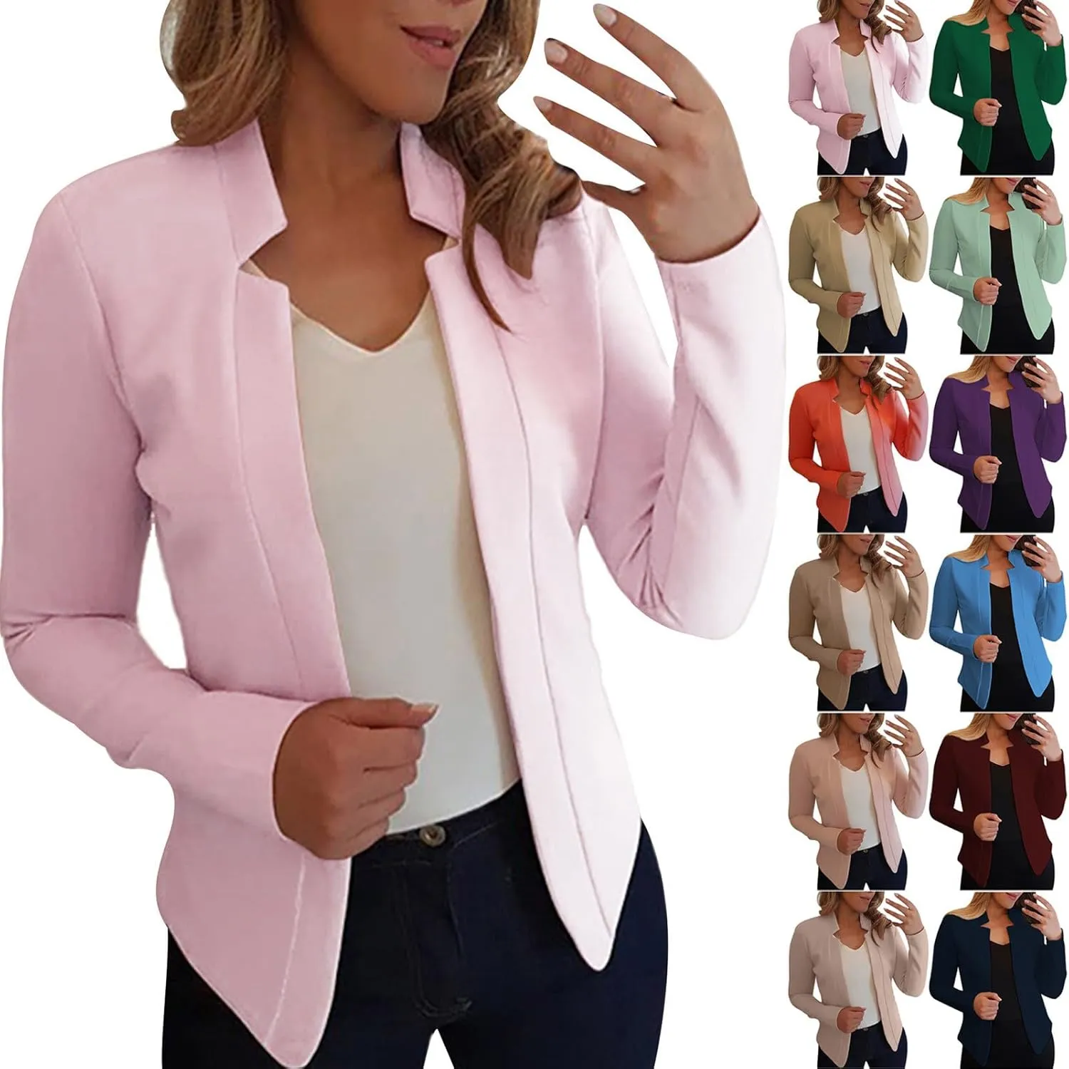 Women's Business Casual Blazers Lightweight Office Jacket Plus Size Open Front Blazer Cropped Blazer Dressy Jackets