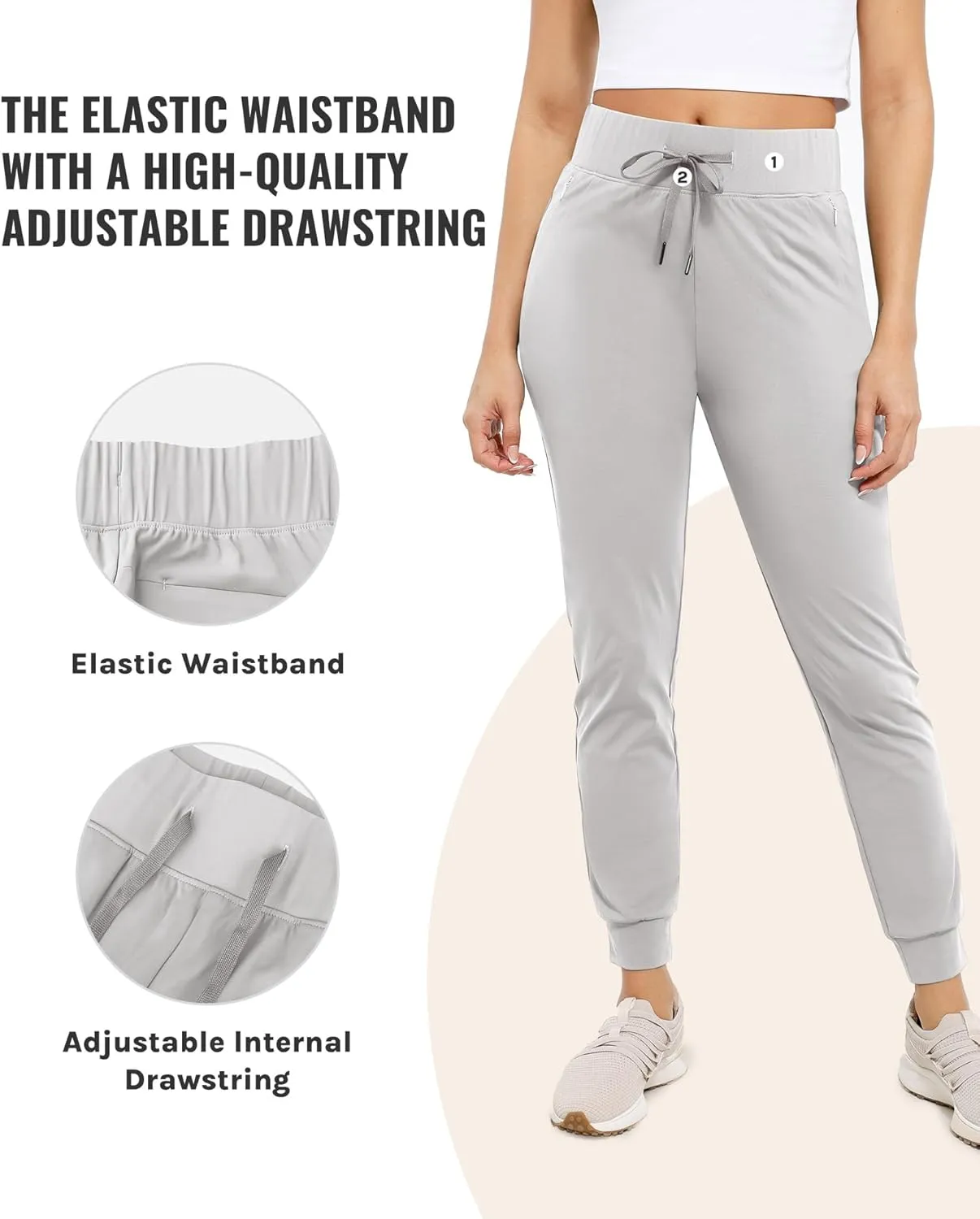 Womens Joggers with Pockets Ultra Soft Tapered Leg Joggers for Workouts and Running