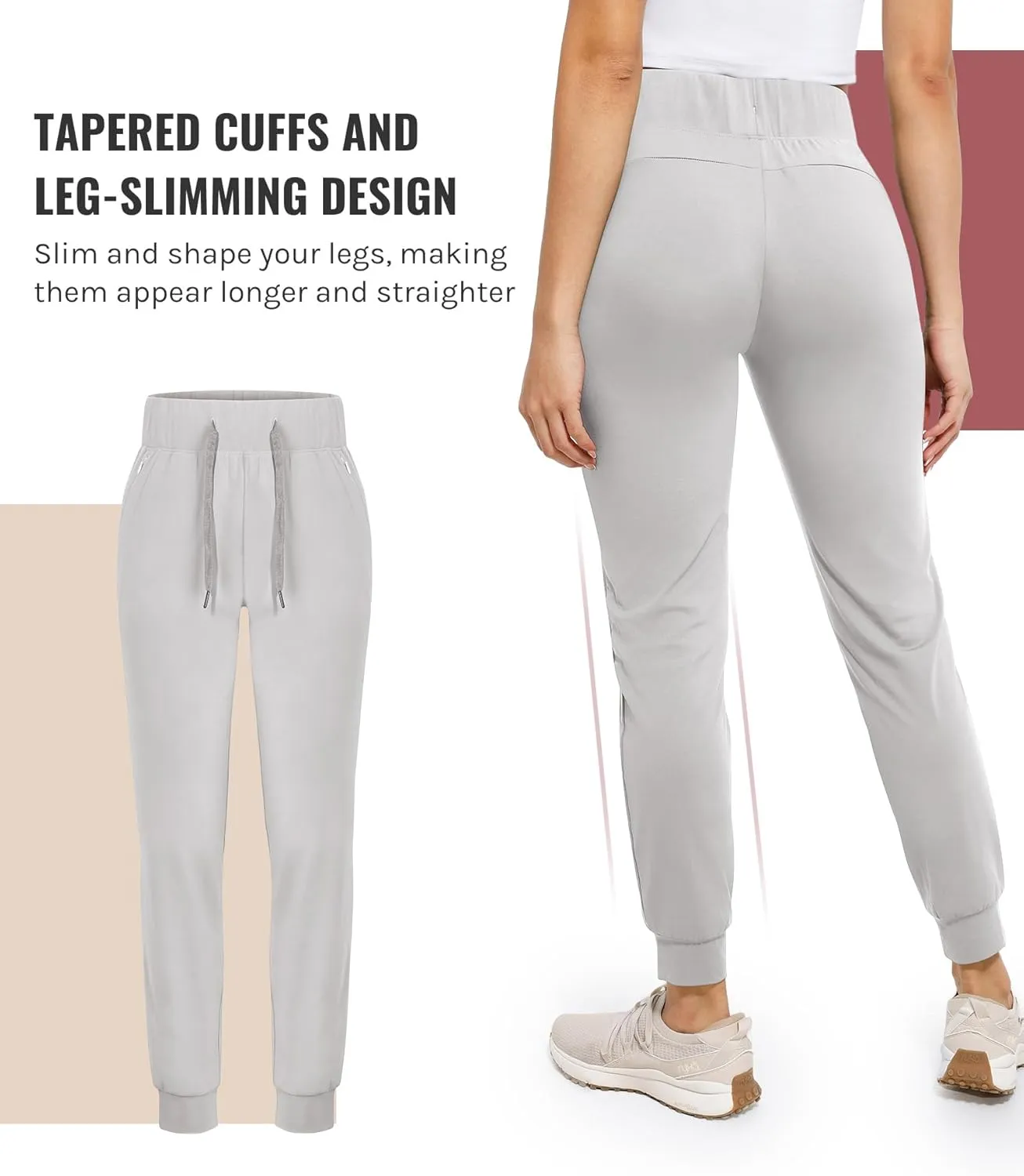 Womens Joggers with Pockets Ultra Soft Tapered Leg Joggers for Workouts and Running