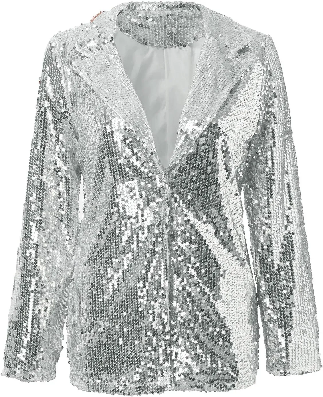 Women's Sequin Blazer Jacket Lightweight Casual Long Sleeves Cardigan Coat Evening Glitter Sparkle Sequins Shiny Outfit
