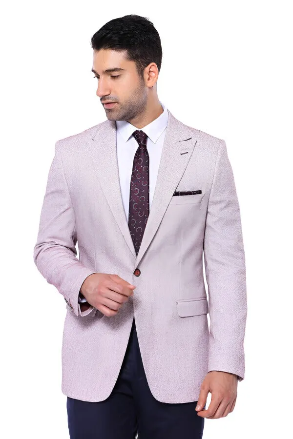 WSS Patterned Slim-Fit Claret Red Blazer  - Singen